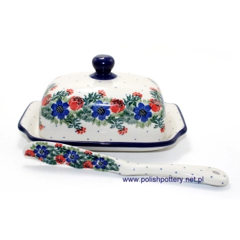 Maselnica na kostkę masła 200g + nóż dek. 1535X Wianek